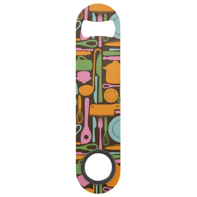 Kitchen Utensils Pattern 3 Speed Bottle Opener (Front)