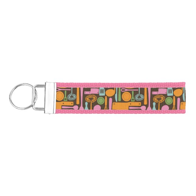 Kitchen Utensils Pattern 3 Wrist Keychain (Keys on Left)