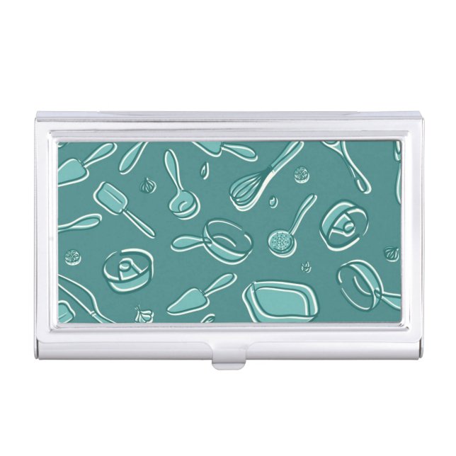 Kitchen Utensils Pattern Business Card Holder (Front)
