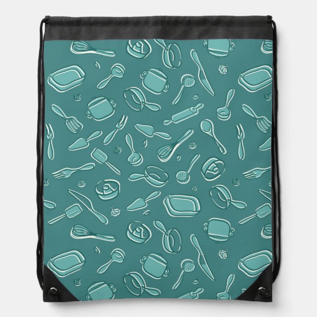 Kitchen Utensils Pattern Drawstring Bag (Front)