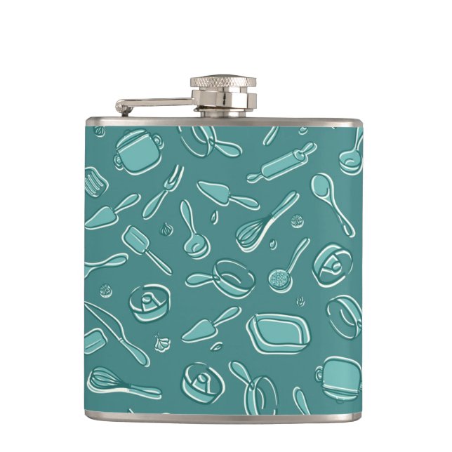 Kitchen Utensils Pattern Flask (Front)