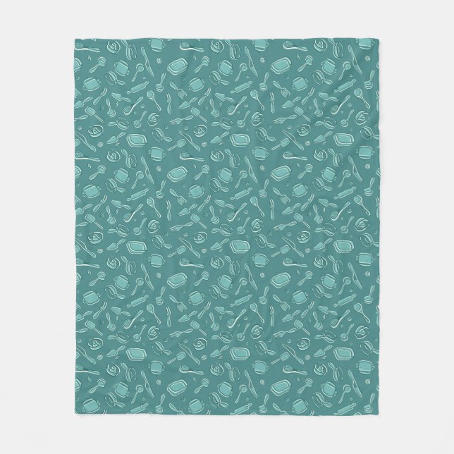 Kitchen Utensils Pattern Fleece Blanket (Front)