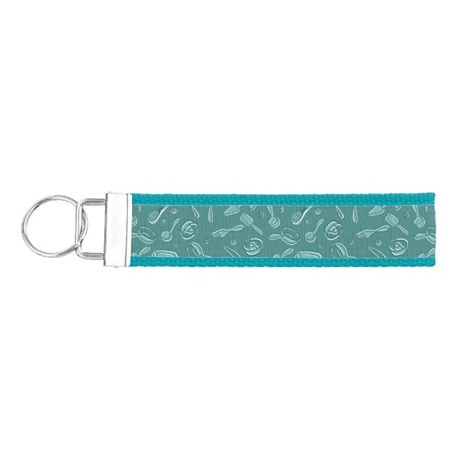 Kitchen Utensils Pattern Wrist Keychain (Keys on Left)