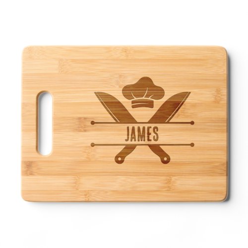 Kitchen utensils personalized chef name gift idea cutting board