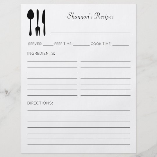 Kitchen Utensils Personalized Recipe Pages | Zazzle.com