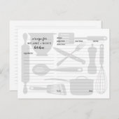 Kitchen utensils recipe cards, neutral gray postcard (Front/Back)