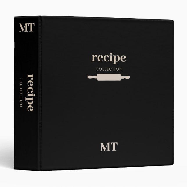 Kitchen Utensils Rolling Pin Recipe Cookbook 3 Ring Binder (Front/Spine)