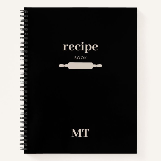 Kitchen Utensils Rolling Pin Recipe Cookbook Notebook (Front)