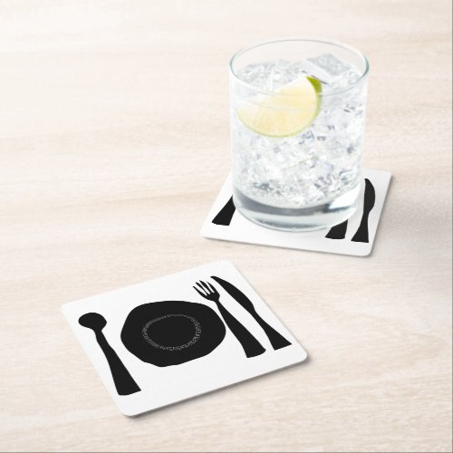 Kitchen Utensils  Square Paper Coaster