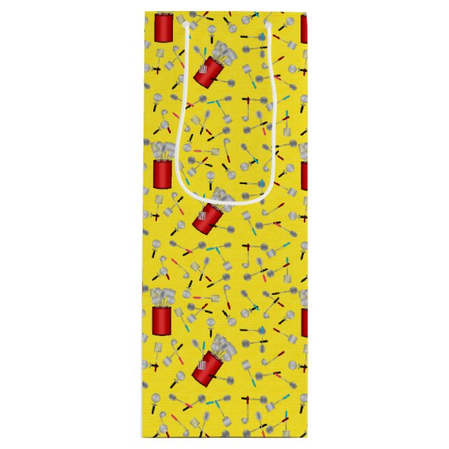 Kitchen Utensils, Yellow-WINE GIFT BAG (Front)