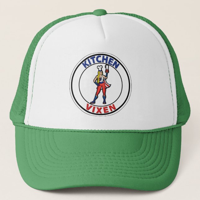 Kitchen Vixen Green Trucker Hat (Front)