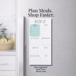 KITCHEN | Weekly Meal Planner Grocery List Custom Magnetic Notepad