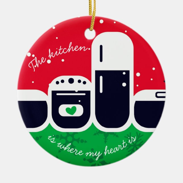 Kitchen where my heart is Christmas tree ornament (Front)