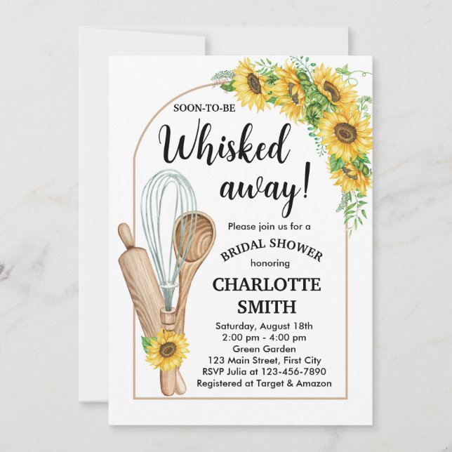 Kitchen whisked away bridal invitation sunflower (Front)