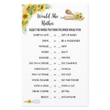 Kitchen whisked away Bridal Shower Game Sunflower