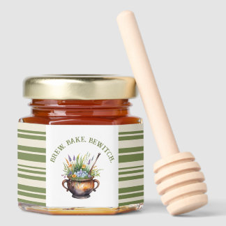 Kitchen Witch Brew Bake Bewitch Cauldron Honey Jar Favors