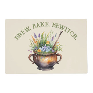 Kitchen Witch Brew Bake Bewitch Cottagecore Placemat