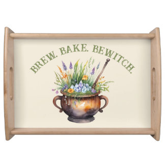 Kitchen Witch Brew Bake Bewitch Cottagecore Serving Tray