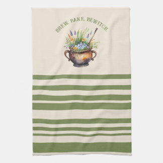 Kitchen Witch Brew Bake Bewitch Cottagecore Towel