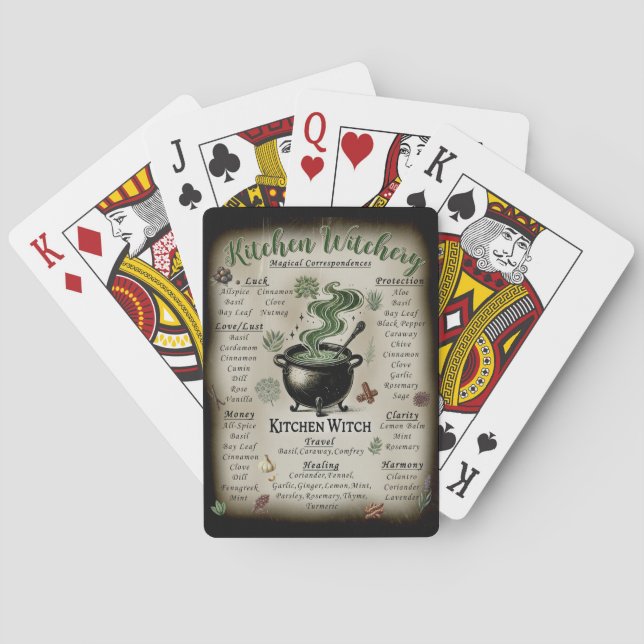 Kitchen Witchery Magical Herbs Correspondences  Poker Cards (Back)