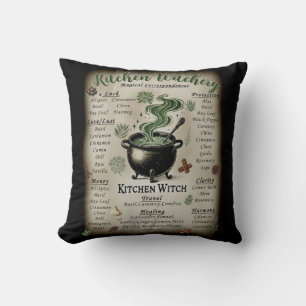 Kitchen Witchery Magical Herbs Correspondences  Throw Pillow