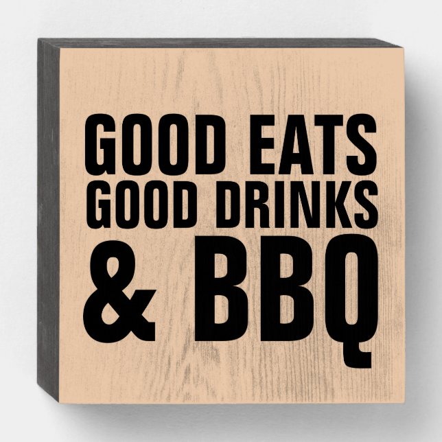KITCHEN WOOD SIGN BBQ & GOOD EATS (Front Horizontal)