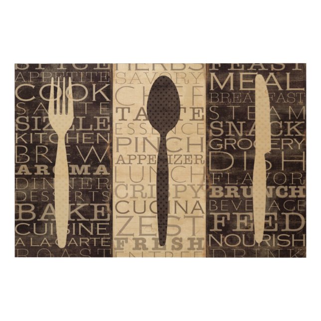 Kitchen Words Trio Wood Wall Art (Front)