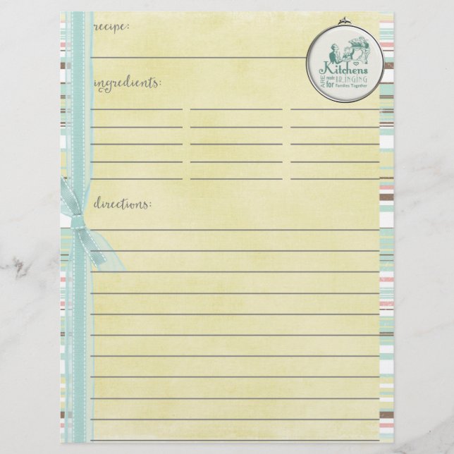Kitchens Are For Double-Sided Recipe Insert (Front)