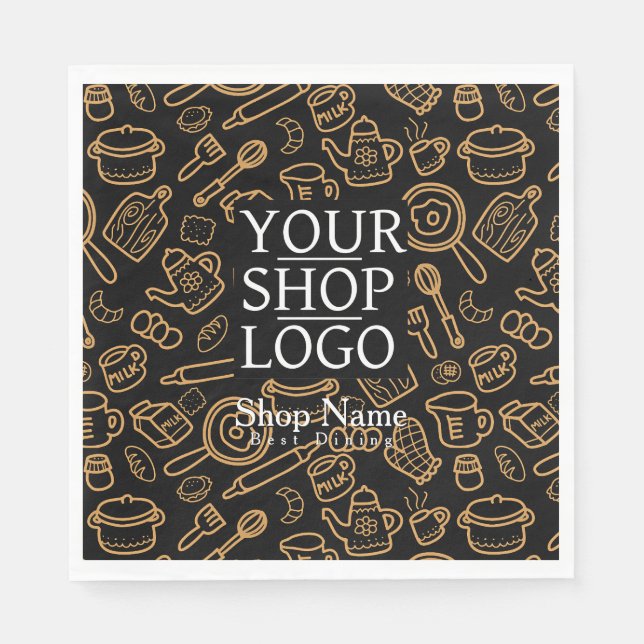 Kitchenware Black Brown Logo Napkins (Front)