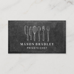 Kitchenware Illustrations Slate Leather Border Business Card