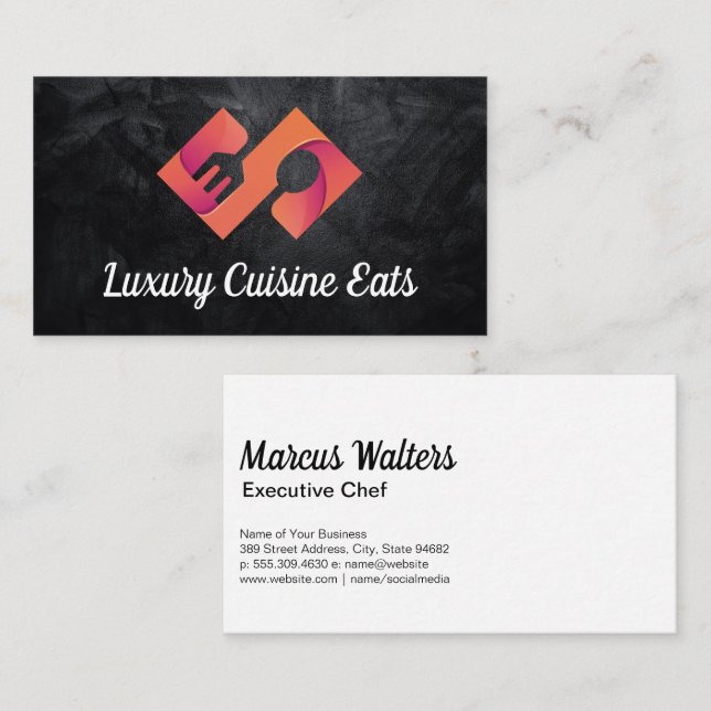 Kitchenware Logo | Black Texture Business Card (Front/Back)