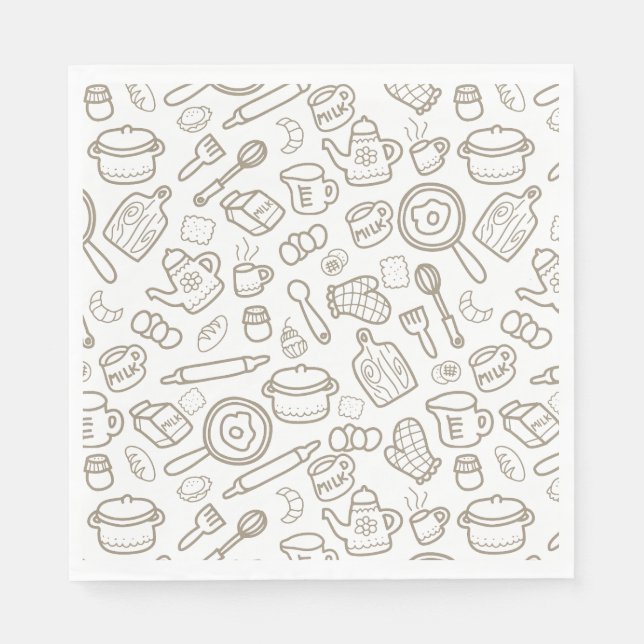 Kitchenware White Grey Napkins (Front)