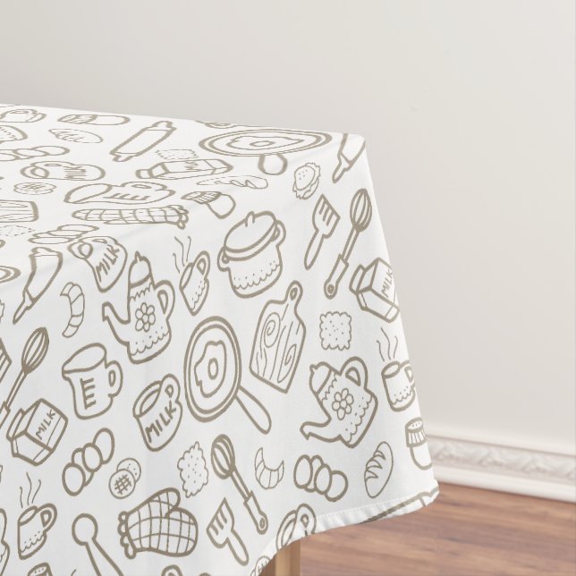 Kitchenware White Grey Tablecloth (In Situ)