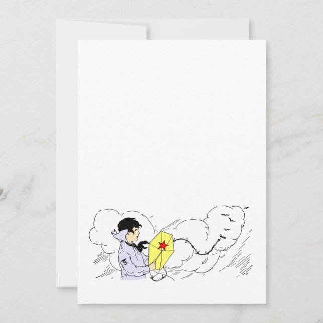 Kite and Windy Clouds Invitation Template (Front)