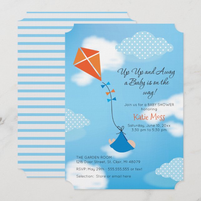 Kite Baby Shower Invitation (Front/Back)