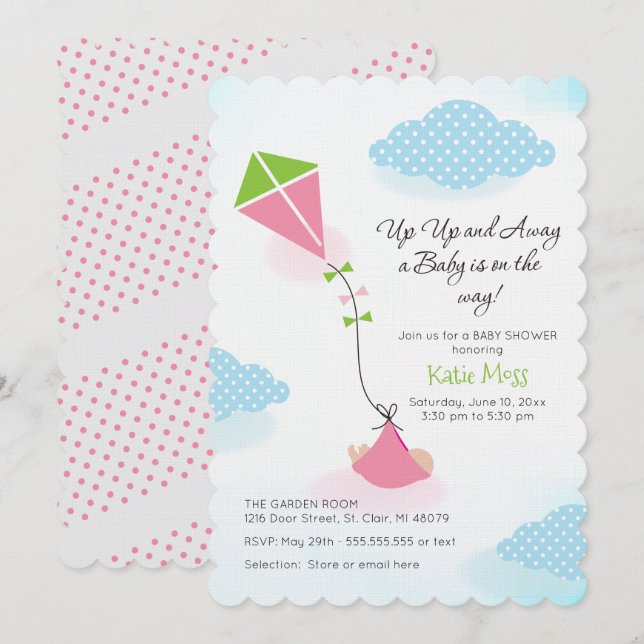 Kite Baby Shower Invitation (Front/Back)