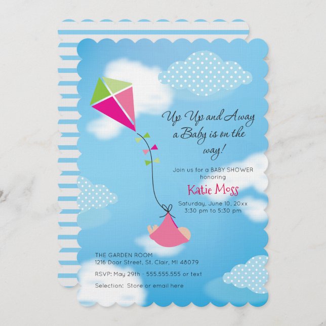 Kite Baby Shower Invitation (Front/Back)