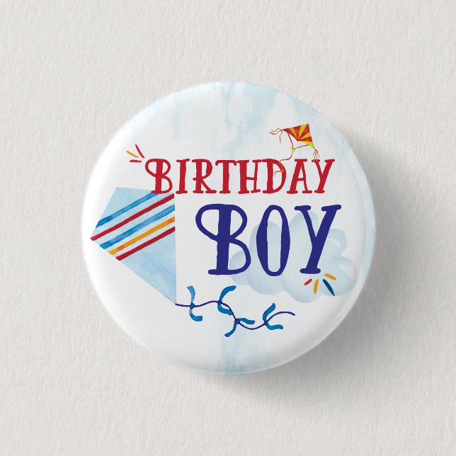 Kite Birthday Boy Button (Front)