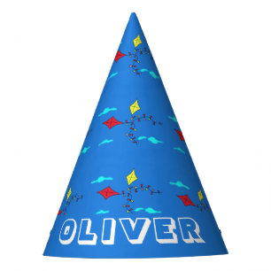 Kite Blue Sky Cloud Pattern Name Birthday Party Hat