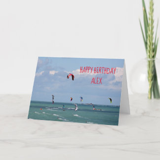 Kite Boarding Race Happy Birthday personalized Card
