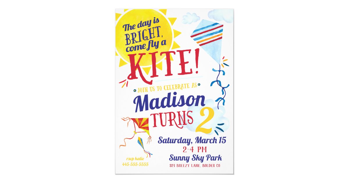 Kite Flying Birthday Invitation | Zazzle.com