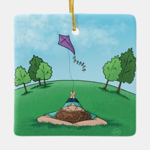 Kite Flying   Ceramic Ornament