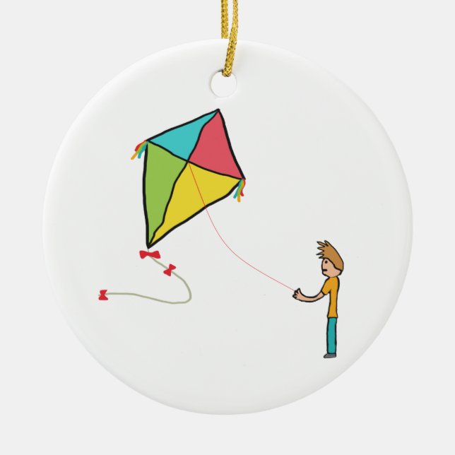 Kite Flying Ceramic Ornament (Front)