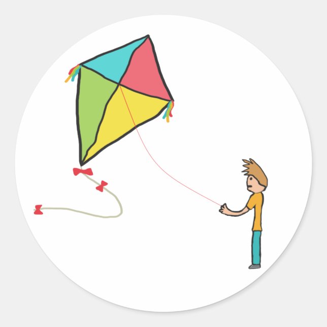 Kite Flying Classic Round Sticker (Front)