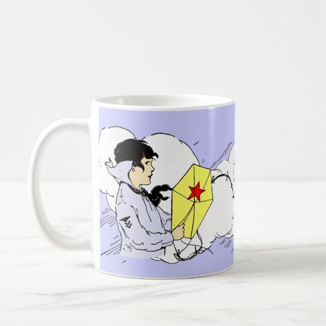 Kite Flying in the Clouds Coffee Mug (Left)