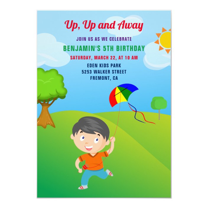 Kite Flying Kids Birthday Party Invitation | Zazzle.com