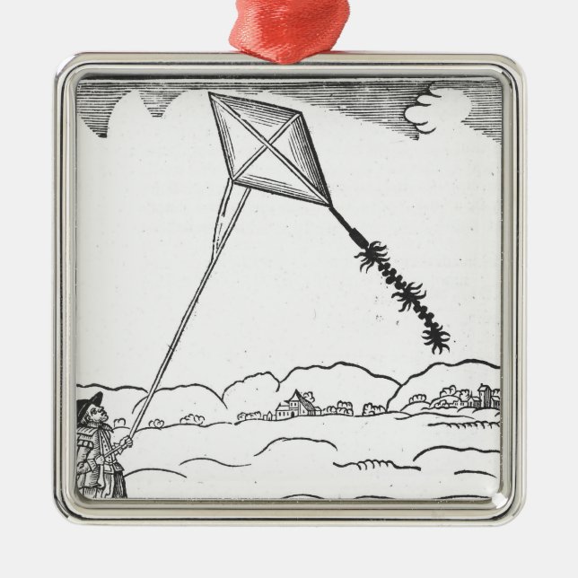 Kite Flying Metal Ornament (Front)