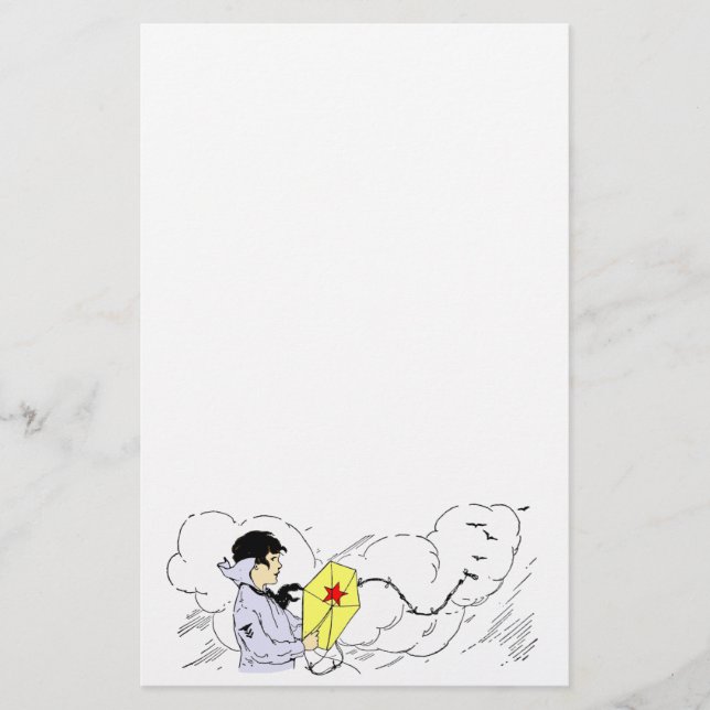 Kite Flying on a Windy Day Stationery (Front)