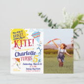 Kite Flying Photo Birthday Invitation (Standing Front)