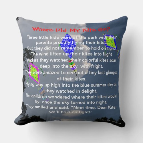Kite Flying Poem Sweet Childhood Memories 20x20 Throw Pillow
